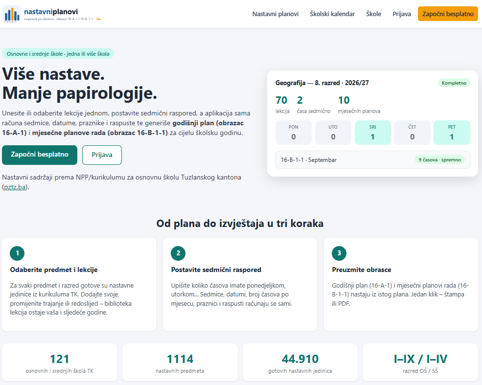 nastavniplanovi.ba  - mjesečni i godišnji planovi za nastavnike/učitelje/profesore